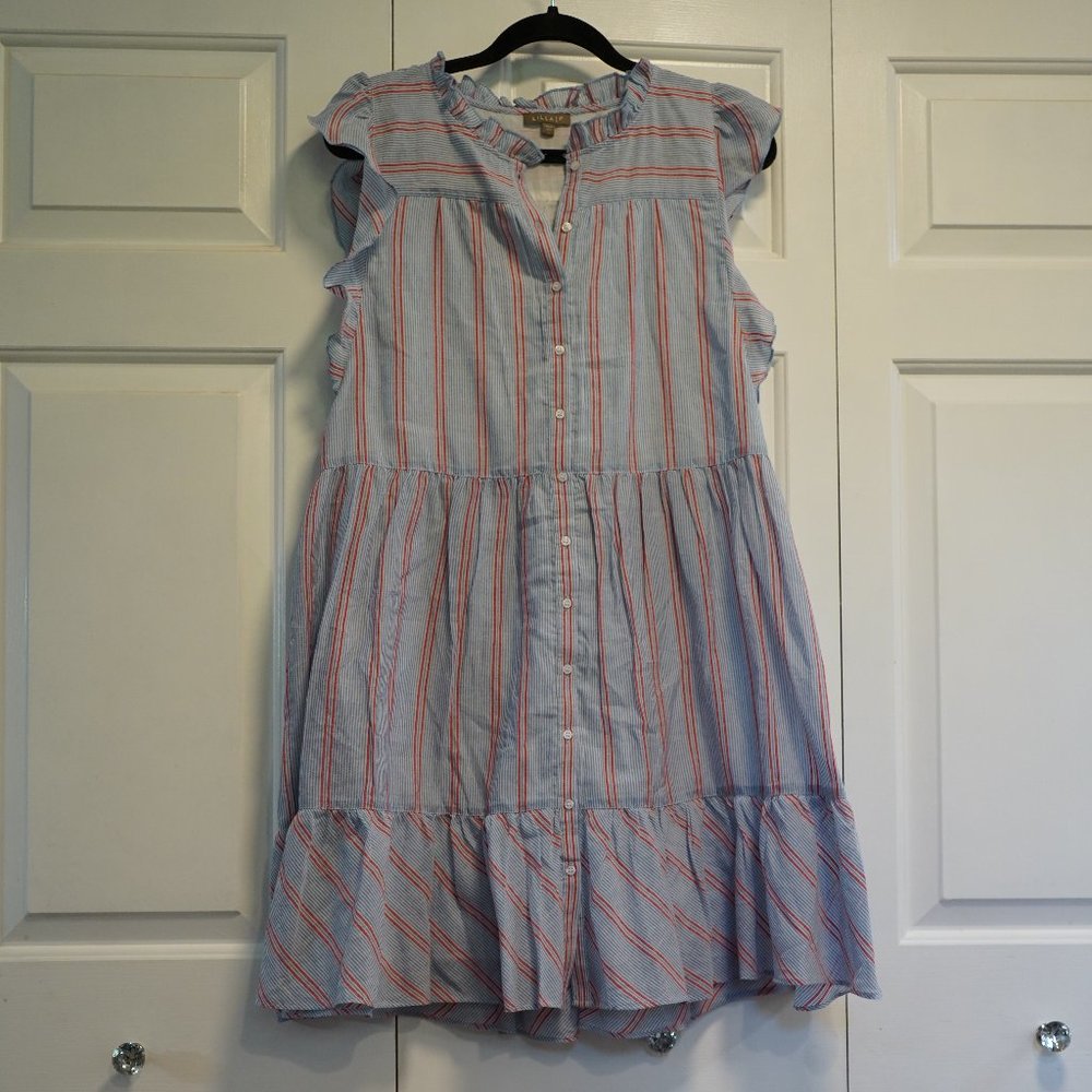 Lilla P Sleeveless Blue, Red, & White Stripe Dress